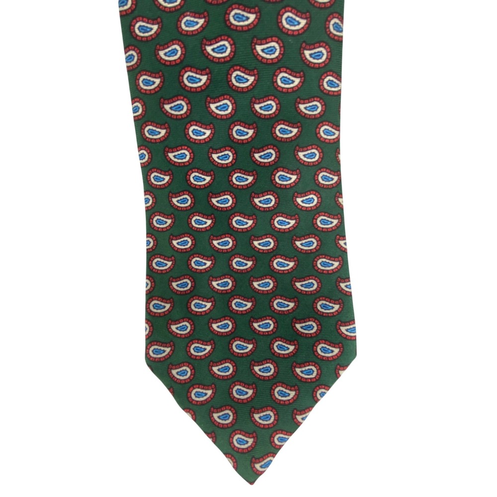 VTG Horne's For Men Silk Tie Mens Green Red Blue Paisley Foulard Thin 58x3